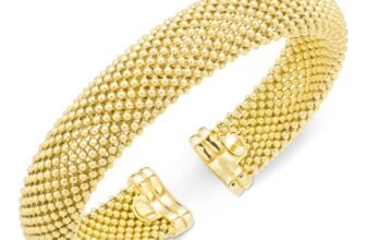 Italian Gold Mesh Bangle Bracelet in 14k Gold over Sterling Silver