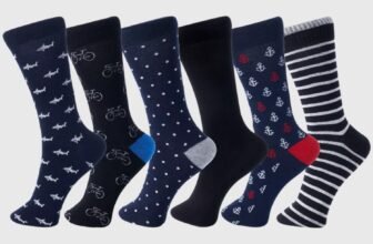 Alpine Swiss Men’s Dress Socks 6 Pair Crew Sock Cotton Dress Socks for Men Solid Ribbed Argyle Pattern Multicolor Fun Designs