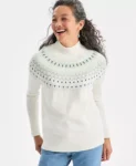 Style & Co Women’s Mock-Neck Fair Isle Sweater, Macy’s Exclusive